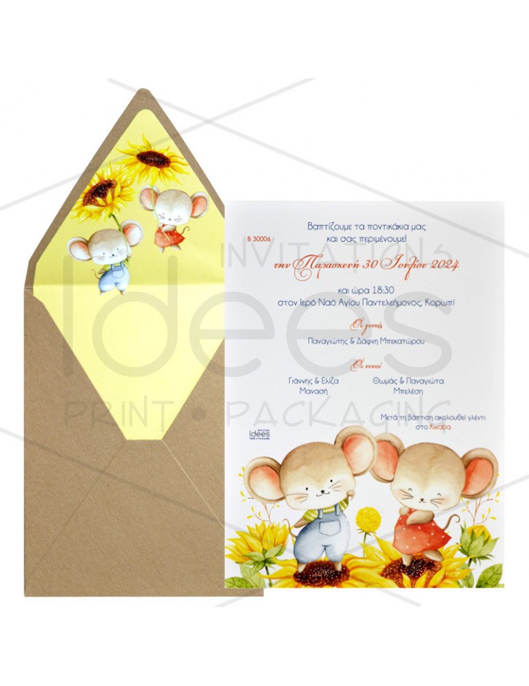 Πρόσκληση δίδυμα ποντικάκια.